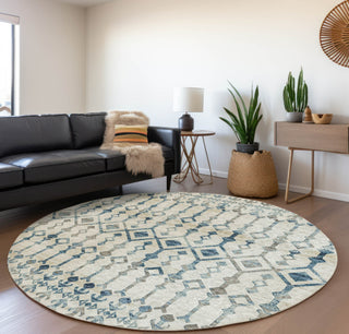 Piper Looms Mayfield Tribal Boho AMF79 Ivory Machine Washable Area Rug Round Lifestyle Image Feature