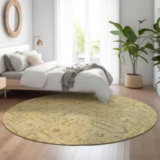 Piper Looms Mayfield Southwest AMF790 Gold Machine Washable Area Rug Round Lifestyle Image Feature