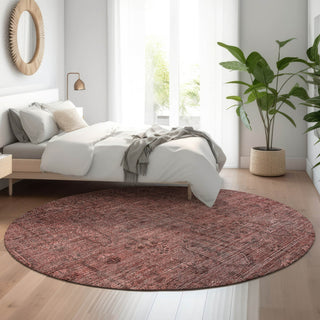 Piper Looms Mayfield Southwest AMF790 Paprika Machine Washable Area Rug Round Lifestyle Image Feature