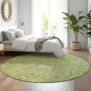 Piper Looms Mayfield Southwest AMF790 Sage Machine Washable Area Rug Round Lifestyle Image Feature
