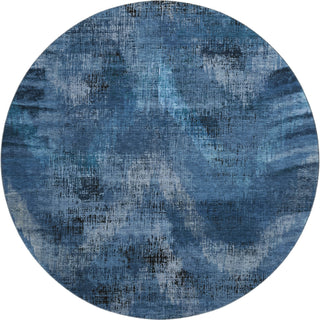 Piper Looms Mayfield Lines AMF792 Blue Machine Washable Area Rug Round Main Image