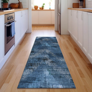 Piper Looms Mayfield Lines AMF792 Blue Machine Washable Area Rug Runner Lifestyle Image Feature