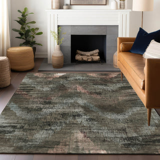 Piper Looms Mayfield Lines AMF792 Brown Machine Washable Area Rug Lifestyle Image Feature