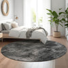 Piper Looms Mayfield Lines AMF792 Gray Machine Washable Area Rug Round Lifestyle Image Feature