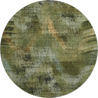 Piper Looms Mayfield Lines AMF792 Olive Machine Washable Area Rug Round Main Image