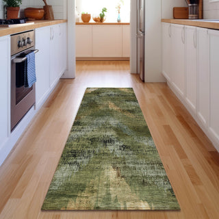 Piper Looms Mayfield Lines AMF792 Olive Machine Washable Area Rug Runner Lifestyle Image Feature