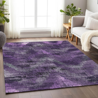 Piper Looms Mayfield Lines AMF792 Purple Machine Washable Area Rug Lifestyle Image Feature