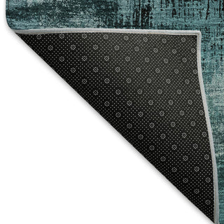 Piper Looms Mayfield Lines AMF792 Teal Machine Washable Area Rug Backing Image