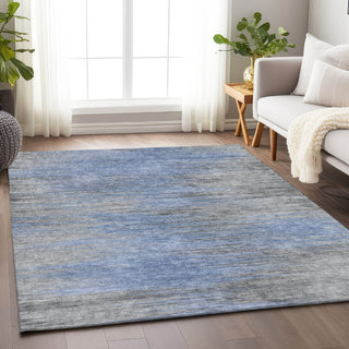 Piper Looms Mayfield Lines AMF793 Blue Machine Washable Area Rug Lifestyle Image Feature