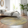 Piper Looms Mayfield Lines AMF793 Gold Machine Washable Area Rug Round Lifestyle Image Feature