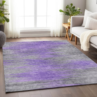 Piper Looms Mayfield Lines AMF793 Purple Machine Washable Area Rug Lifestyle Image Feature
