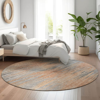 Piper Looms Mayfield Lines AMF793 Salmon Machine Washable Area Rug Round Lifestyle Image Feature