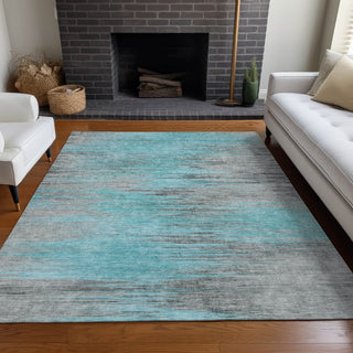 Piper Looms Mayfield Lines AMF793 Teal Machine Washable Area Rug Lifestyle Image Feature