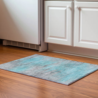 Piper Looms Mayfield Lines AMF793 Teal Machine Washable Area Rug Scatter Lifestyle Image Feature