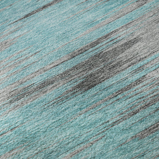 Piper Looms Mayfield Lines AMF793 Teal Machine Washable Area Rug Swatch Image