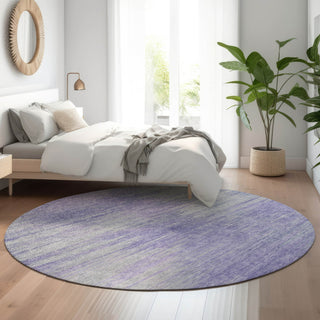 Piper Looms Mayfield Lines AMF794 Plum Machine Washable Area Rug Round Lifestyle Image Feature