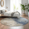 Piper Looms Mayfield Modern AMF795 Navy Machine Washable Area Rug Round Lifestyle Image Feature