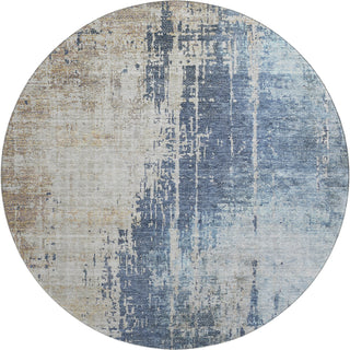 Piper Looms Mayfield Modern AMF795 Navy Machine Washable Area Rug Round Main Image