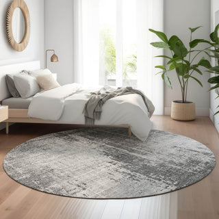 Piper Looms Mayfield Modern AMF796 Gray Machine Washable Area Rug Round Lifestyle Image Feature