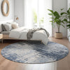 Piper Looms Mayfield Modern AMF796 Navy Machine Washable Area Rug Round Lifestyle Image Feature