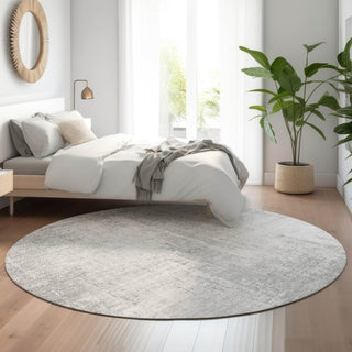 Piper Looms Mayfield Modern AMF796 Silver Machine Washable Area Rug Round Lifestyle Image Feature
