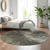 Piper Looms Mayfield Modern AMF797 Taupe Machine Washable Area Rug Round Lifestyle Image Feature