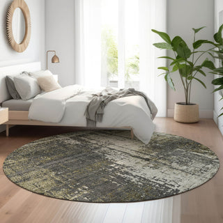 Piper Looms Mayfield Modern AMF797 Taupe Machine Washable Area Rug Round Lifestyle Image Feature