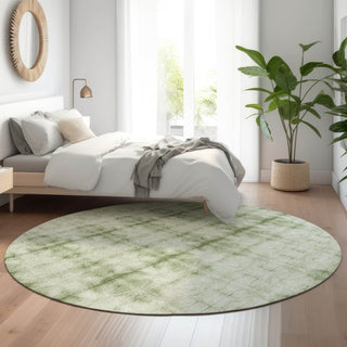 Piper Looms Mayfield Geometric AMF799 Sage Machine Washable Area Rug Round Lifestyle Image Feature