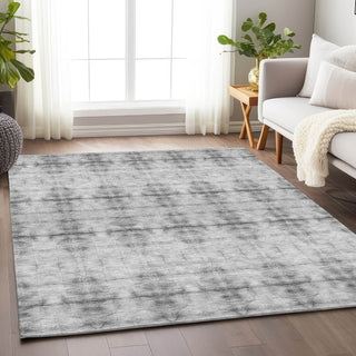 Piper Looms Mayfield Geometric AMF799 Silver Machine Washable Area Rug Lifestyle Image Feature