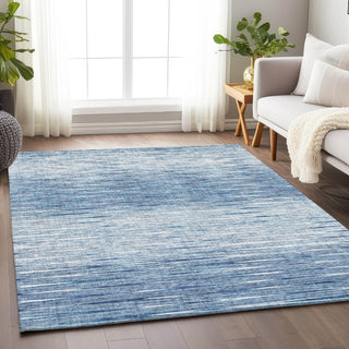 Piper Looms Mayfield Lines AMF800 Blue Machine Washable Area Rug Lifestyle Image Feature