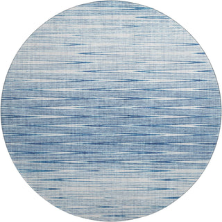 Piper Looms Mayfield Lines AMF800 Blue Machine Washable Area Rug Round Main Image