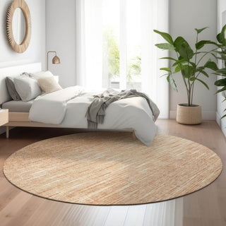 Piper Looms Mayfield Lines AMF800 Salmon Machine Washable Area Rug Round Lifestyle Image Feature