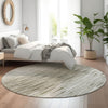 Piper Looms Mayfield Lines AMF800 Taupe Machine Washable Area Rug Round Lifestyle Image Feature