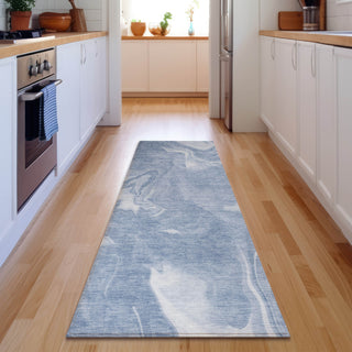 Piper Looms Mayfield Abstract AMF802 Blue Machine Washable Area Rug Runner Lifestyle Image Feature