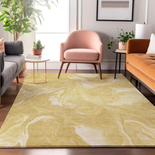 Piper Looms Mayfield Abstract AMF802 Gold Machine Washable Area Rug Lifestyle Image Feature