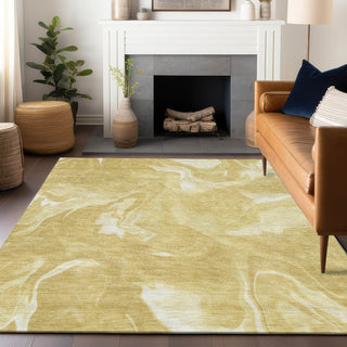 Piper Looms Mayfield Abstract AMF802 Gold Machine Washable Area Rug Lifestyle Image Feature