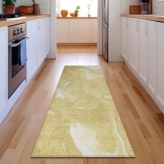 Piper Looms Mayfield Abstract AMF802 Gold Machine Washable Area Rug Runner Lifestyle Image Feature