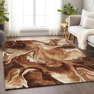 Piper Looms Mayfield Abstract AMF802 Paprika Machine Washable Area Rug Lifestyle Image Feature