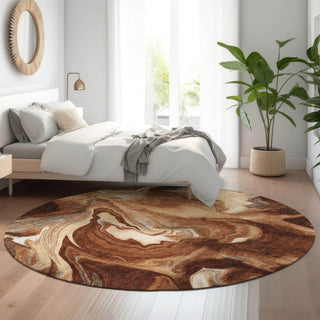 Piper Looms Mayfield Abstract AMF802 Paprika Machine Washable Area Rug Round Lifestyle Image Feature