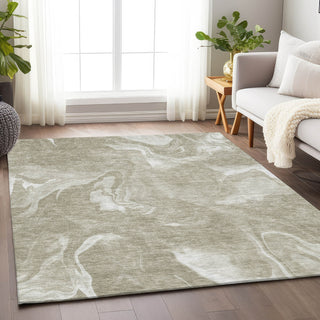 Piper Looms Mayfield Abstract AMF802 Taupe Machine Washable Area Rug Lifestyle Image Feature
