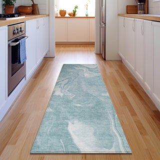 Piper Looms Mayfield Abstract AMF802 Teal Machine Washable Area Rug Runner Lifestyle Image Feature
