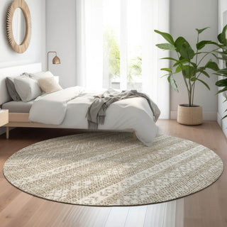 Piper Looms Mayfield Southwest AMF803 Beige Machine Washable Area Rug Round Lifestyle Image Feature