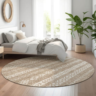 Piper Looms Mayfield Southwest AMF803 Brown Machine Washable Area Rug Round Lifestyle Image Feature