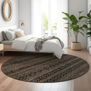 Piper Looms Mayfield Southwest AMF803 Chocolate Machine Washable Area Rug Round Lifestyle Image Feature