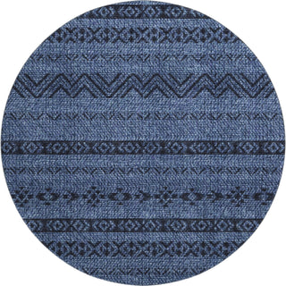 Piper Looms Mayfield Southwest AMF803 Navy Machine Washable Area Rug Round Main Image