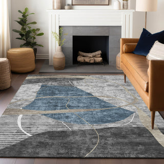 Piper Looms Mayfield Modern AMF804 Blue Machine Washable Area Rug Lifestyle Image Feature