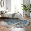 Piper Looms Mayfield Modern AMF804 Blue Machine Washable Area Rug Round Lifestyle Image Feature