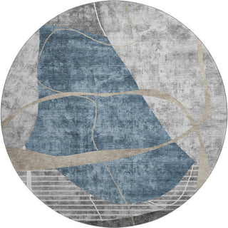Piper Looms Mayfield Modern AMF804 Blue Machine Washable Area Rug Round Main Image