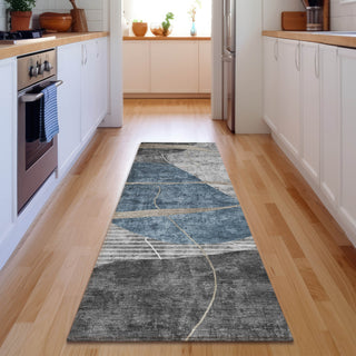 Piper Looms Mayfield Modern AMF804 Blue Machine Washable Area Rug Runner Lifestyle Image Feature