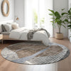 Piper Looms Mayfield Modern AMF804 Chocolate Machine Washable Area Rug Round Lifestyle Image Feature